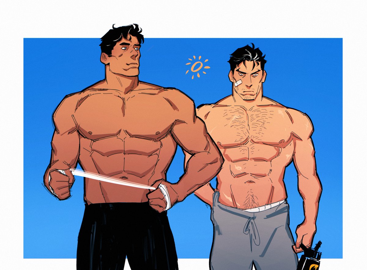 wearing each others' workout gear ☀️ #superbat #superman #batman
