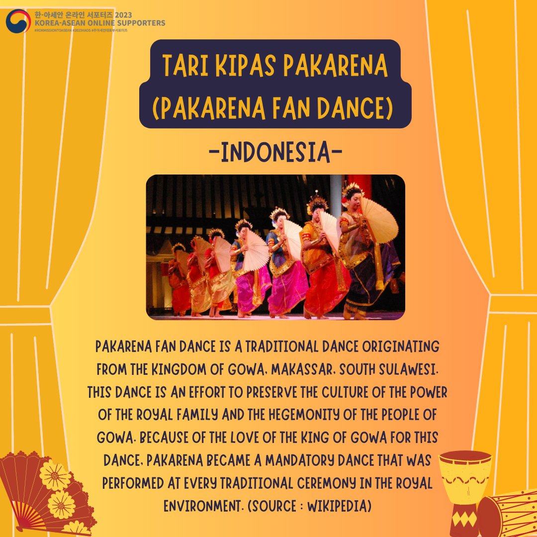 sanniebestboy99's tweet photo. Are you interested in traditional dance?
Did you know that Korea and several ASEAN countries have beautiful traditional fan dances?π
#μ£ΌμμΈμλνλΆμν¬ν°μ¦ #νμμΈμμ¨λΌμΈμν¬ν°μ¦ #2023KAOS #KAOS2023 #rokmissiontoasean #ASEAN #Korea_ASEAN #korea #KoreaASEAN #art #dance https://t.co/6Q1QDjsx6V