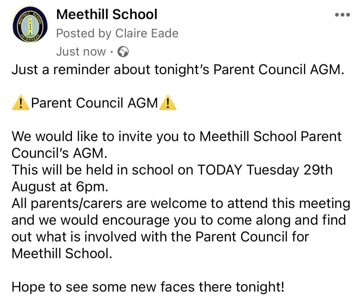 ⚠️Parent Council AGM⚠️