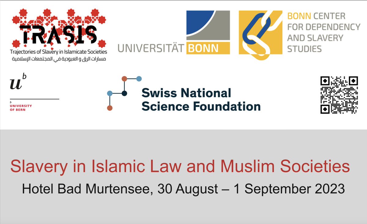 Trasis_'s tweet photo. The final program for our Slavery in Islamic Law and Muslim Societies Conference is now available! Check out the impressive list of delegates and papers being presented from August 30-September 1: 
https://t.co/06o5p7inHz

@ISNO_UniBe @SerenaTolino @DependencyBonn https://t.co/BsOS1row5m