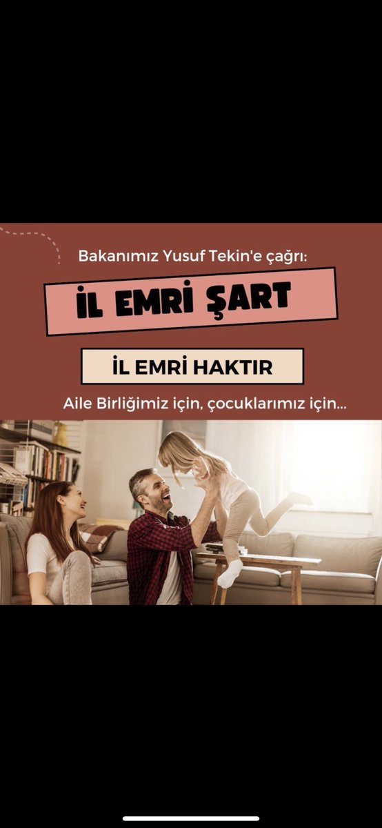 #ilEmriTekYol

İl emri şarttır mağduruz <a href="/Yusuf__Tekin/">Yusuf Tekin</a> <a href="/RTErdogan/">Recep Tayyip Erdoğan</a>