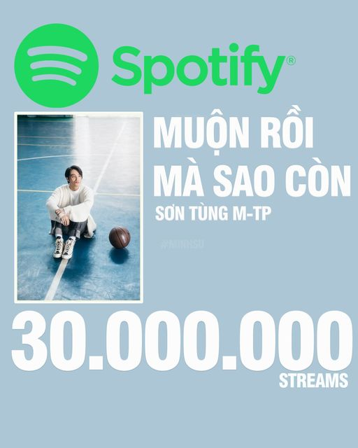 sontung_mmeme's tweet photo. MUỘN RỒI MÀ SAO CÒN chạm mốc 30.000.000 lượt streams trên SPOTIFY 📷📷📷
#SonTungMTP #MuonRoiMaSaoCon #Spotify #MTPISUS https://t.co/9uNrvNmhmo