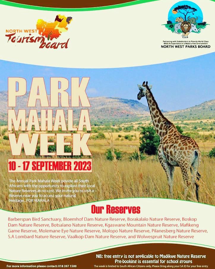 Tourism_gov_za's tweet photo. #Mahalaweek 10-17 September 2023
#SANationalParksWeek #WeDoTourism https://t.co/5yfUuqY9FT