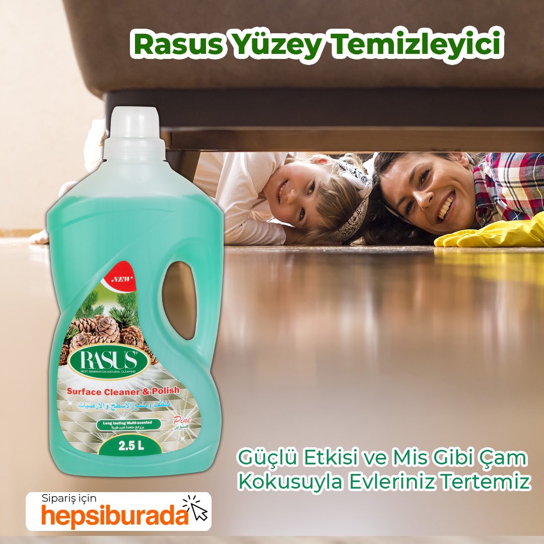 rasusturkiye's tweet photo. Rasus Çam Kokulu Yüzey Temizleyici güçlü etkisi, mis gibi çam kokusuyla evlerinizi tertemiz yapar ve ilk günkü gibi parlatır.

Rasus Surface Cleaner Pine Scent, an effective formula with a fragrant pine scent, cleans, polishes and restores all surfaces to their original shine. https://t.co/s7V1yWzvcQ