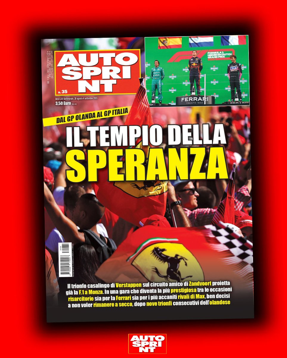 autosprint's tweet photo. 🆕 Il nuovo Autosprint è disponibile in edicola e in digitale da oggi!

👉 In questo numero: l’analisi del #DutchGP , e il passaggio da Zandvoort a #Monza che diventa l’occasione di riscatto per la Ferrari e per i rivali di Max
➕ Un approfondimento sul #MinardiDay 

#F1 https://t.co/uo99rqKumQ