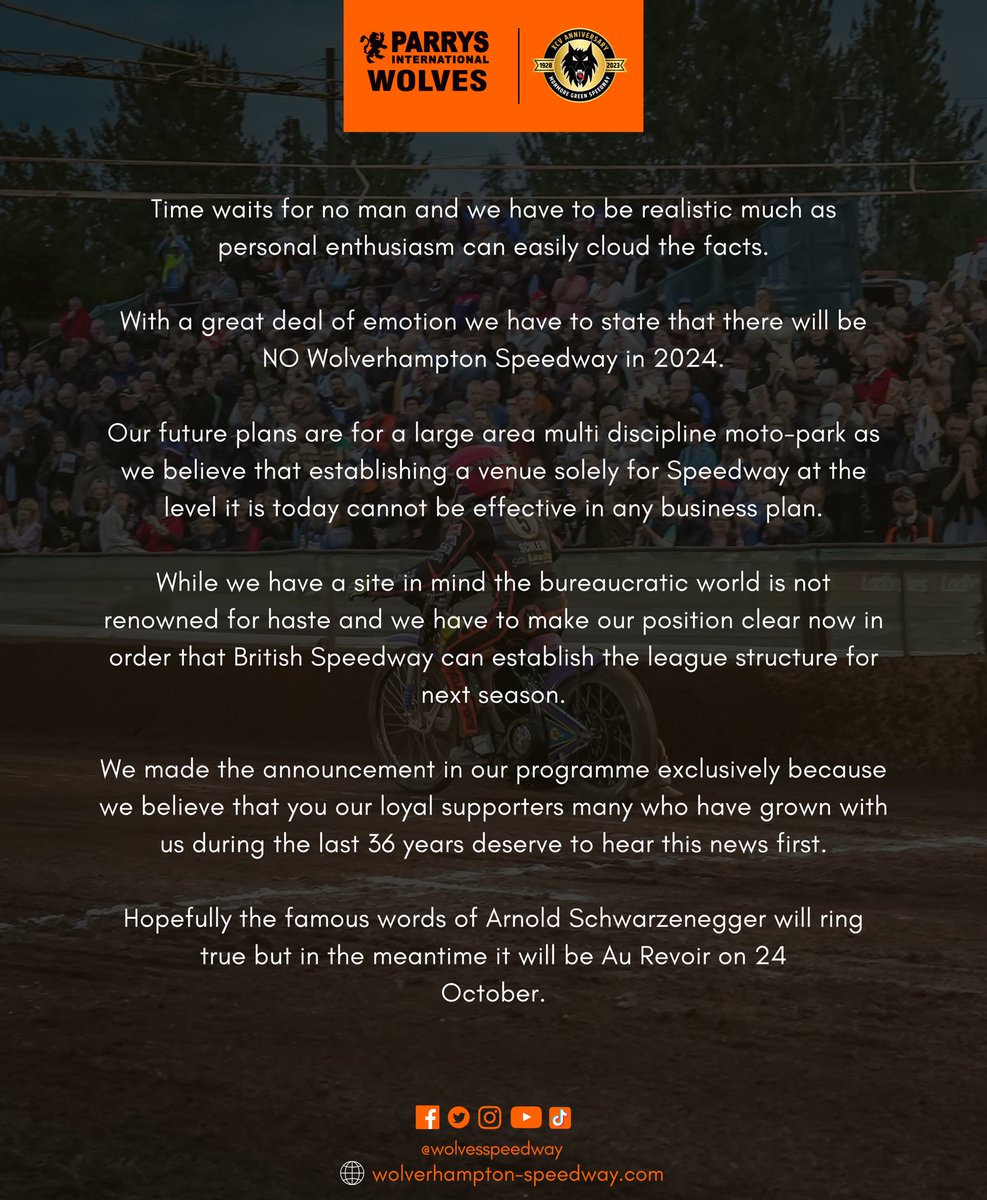 WolvesSpeedway's tweet photo. 😞💔

Please sign our petition 📲 https://t.co/Ja8gmnV0ZC

#SaveWolvesSpeedway | #Wolfpack 🐺🐾 https://t.co/htRIsUVNAW