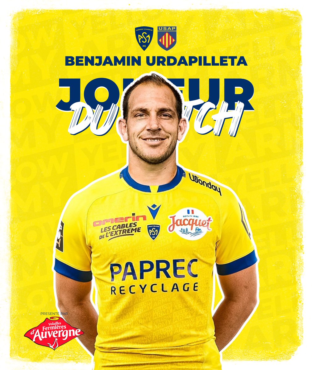 ASMOfficiel's tweet photo. #JoueurDuMatch by les @VolaillesAuv 🐓 
Vous avez choisi Benjamin Urdapilleta comme joueur du match sur #ASMUSAP 🏉 #ASMrugby https://t.co/mzsLQdWU0j