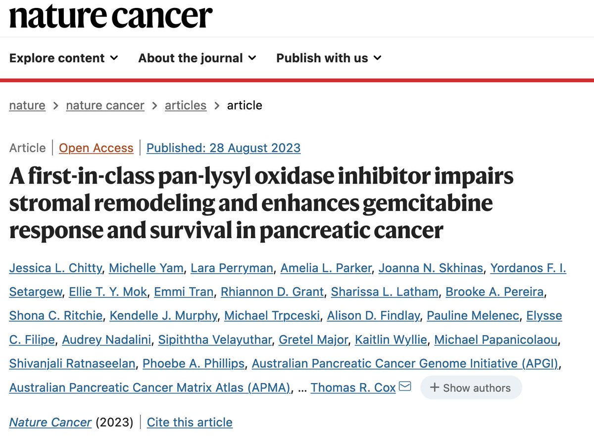 Thomas R. Cox (@thomasrcox) on Twitter photo We are happy to announce that our program of work on the development & deployment of a novel anti-fibrotic in pancreatic cancer has just been published (OpenAccess) in <a href="/NatureCancer/">Nature Cancer</a> | → nature.com/articles/s4301… ← | @TCox_Lab <a href="/GarvanInstitute/">Garvan Institute of Medical Research</a> #extracellularmatrix #ECM #cancer We are happy to announce that our program of work on the development & deployment of a novel anti-fibrotic in pancreatic cancer has just been published (OpenAccess) in <a href="/NatureCancer/">Nature Cancer</a> | → nature.com/articles/s4301… ← | @TCox_Lab <a href="/GarvanInstitute/">Garvan Institute of Medical Research</a> #extracellularmatrix #ECM #cancer