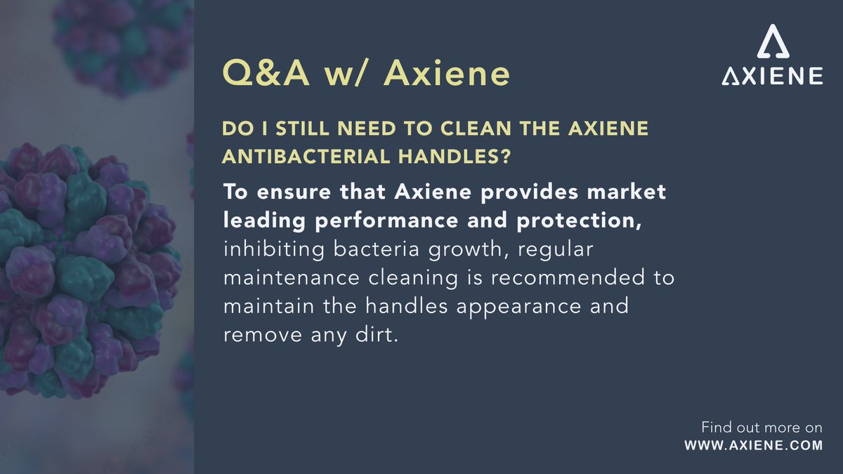 Another round of Q&amp;A about our Axiene antibacterial handles? Check out our Q&amp;A session below for all the answers you need. Got any more questions? Drop your questions in the comments, and let’s chat! #Axiene #AntibacterialHandles #HygenicHandles #InfectionPrevention