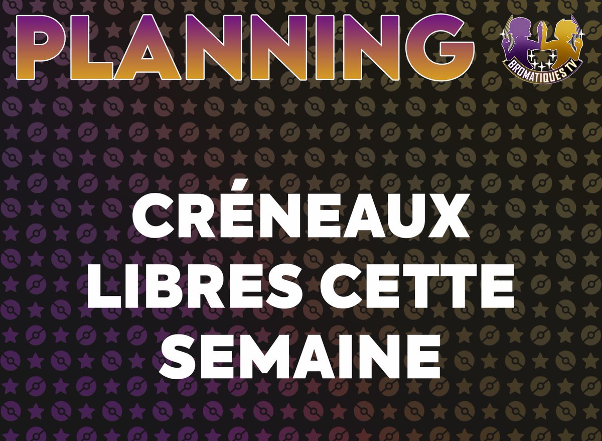 Bonjour à tous !

Comme vous l’avez peut être remarqué, il n’y auras pas de planning défini cette semaine ! 
Mais vos streameurs reviennent très vite pour la rentrée avec peut être quelques nouveautés 🫣

#ShinyPokemon #shinyhunting #streaming #live #stream #pokemon