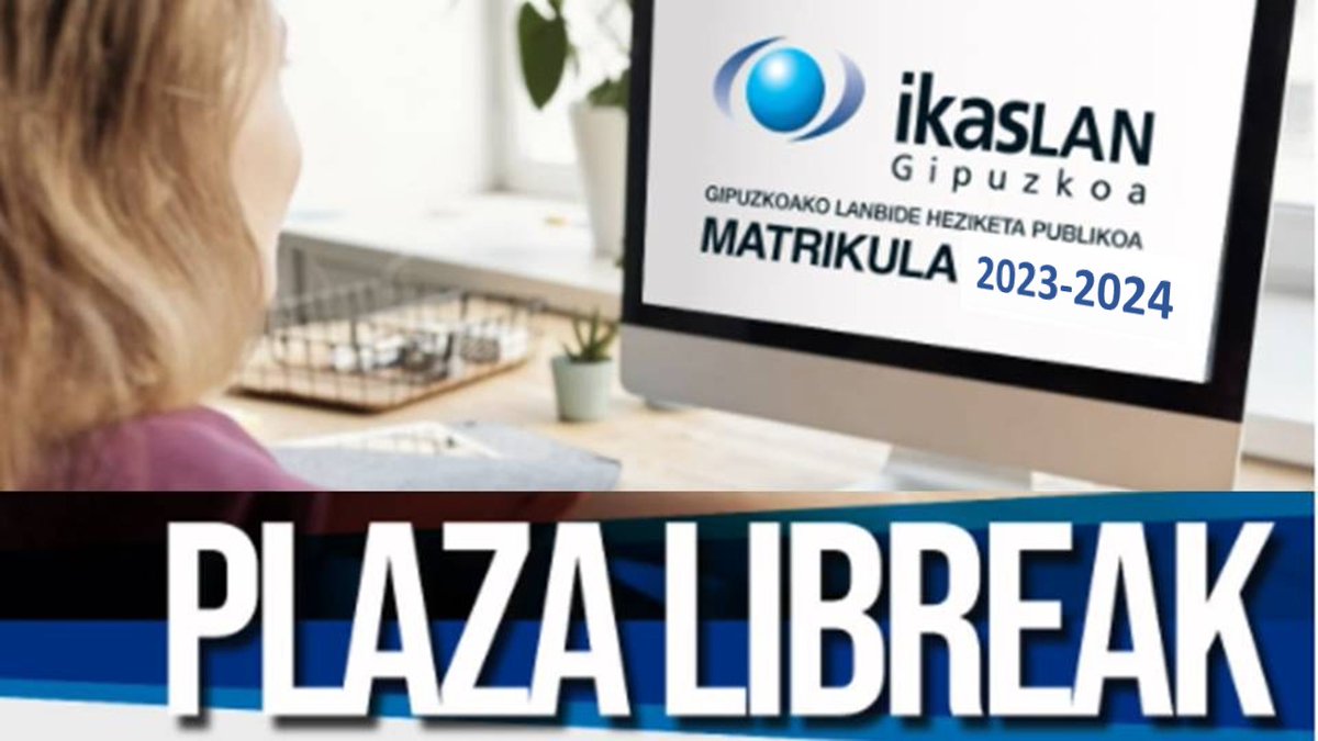 Oraindik ere matrikula zaitezke Gipuzkoako LH publikoan. Irailaren 1etik aurrera, Heziketa Ziklo hauetakoren batean matrikulatu ahal izango zara. Korri! Plaza mugatuak. Begiratu plaza libreak: ikaslangipuzkoa.eus/.../plaza-libr…...   Matrikulatzeko epea: irailaren 1etik, urriaren 13ra.