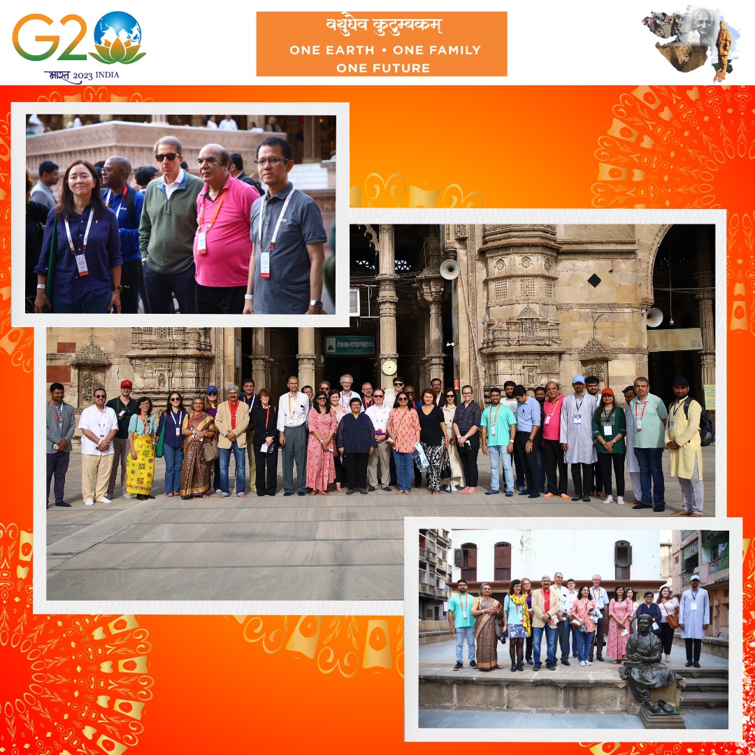 The delegates on a Heritage Walk in the mourning hours of the final day of 2nd G20-CSAR in Gujarat. #G20CSAR #G20Gujarat #G20India @narendramodi @PMOIndia @CMOGuj @PrinSciAdvOff @PrinSciAdvGoI @G20_CSAR @g20org @InfoGujarat @PIB_India