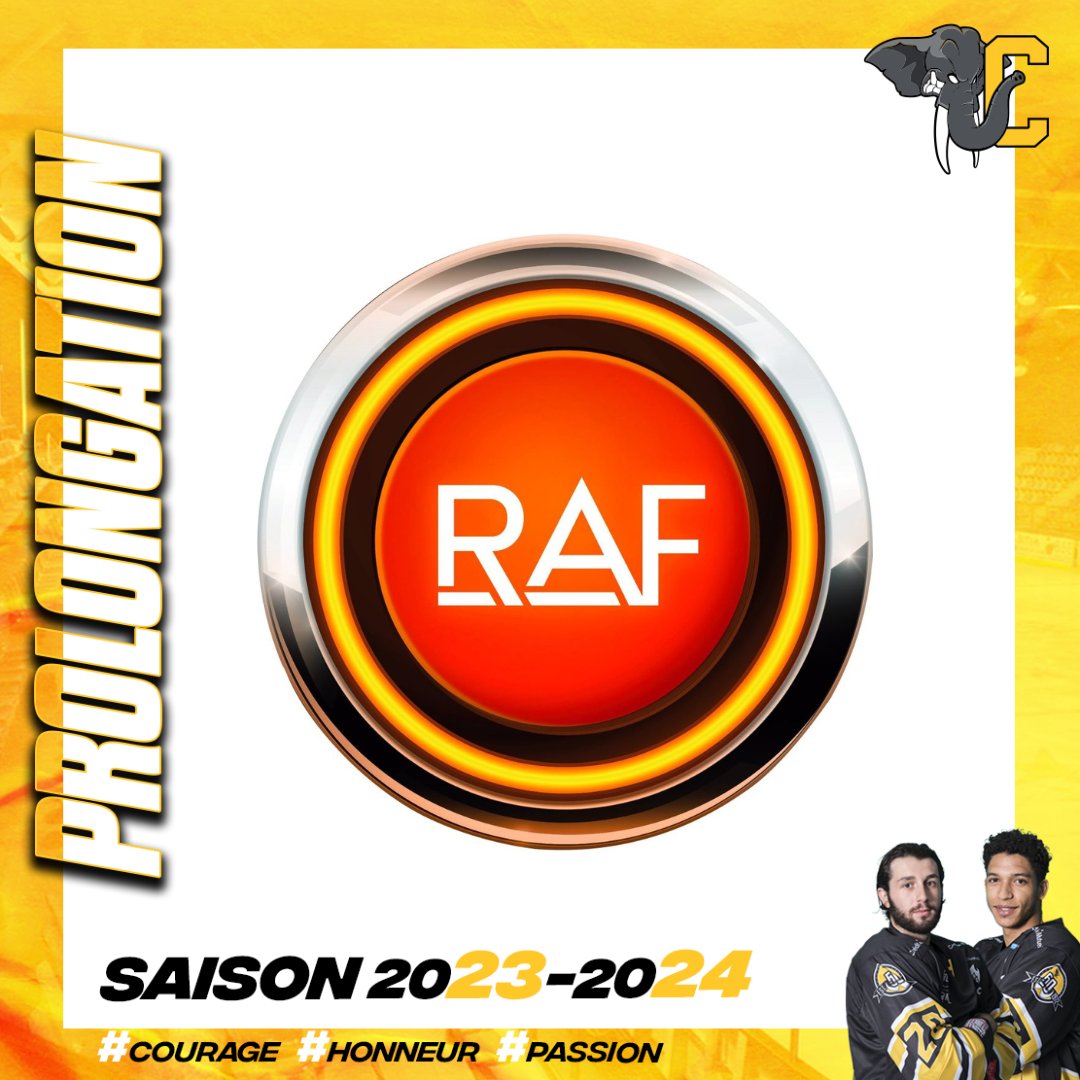 chamberyhockey's tweet photo. ❗️ PROLONGATION OFFICIELLE SAISON 23-24

Merci à @RAF, partenaire des Eléphants de Chambéry pour son soutien renouvelé auprès du club !

On se retrouve le Mercredi 20 septembre à 20h pour le match amical face à Morzine !

#COURAGE #HONNEUR #PASSION #CH73 #BUSINESSCLUB https://t.co/1FUwyAxUzR