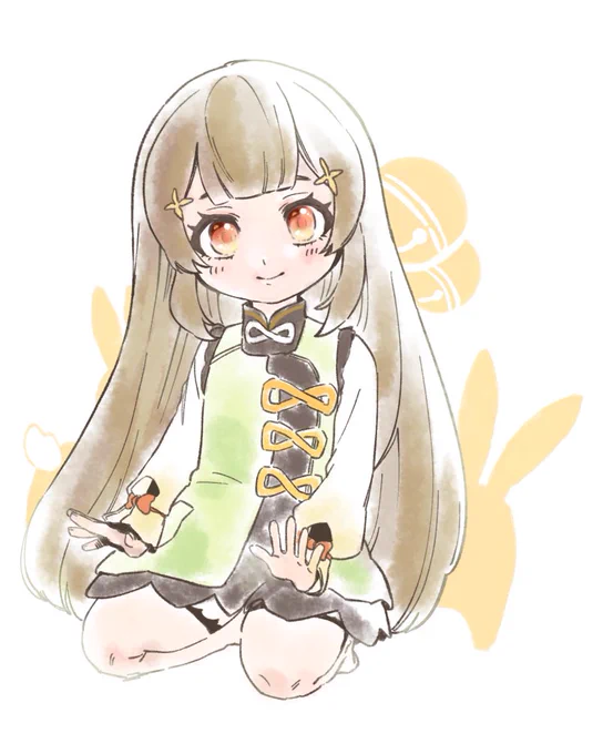 あの髪型だから下ろしたらもっと長いんやろなと考えつつ控えめに描いた髪下ろしヨォーヨちゃん 