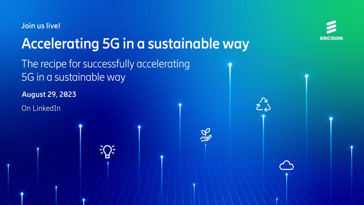 Excited for the 'Imagine Live Business Lounge - Accelerating 5G in a Sustainable Way' event today! Join industry experts in exploring energy-efficient and sustainable networks of the future. 💁‍♀️ bit.ly/3Pa6vQK @EricssonNetwork #5G #Ad #Sustainability