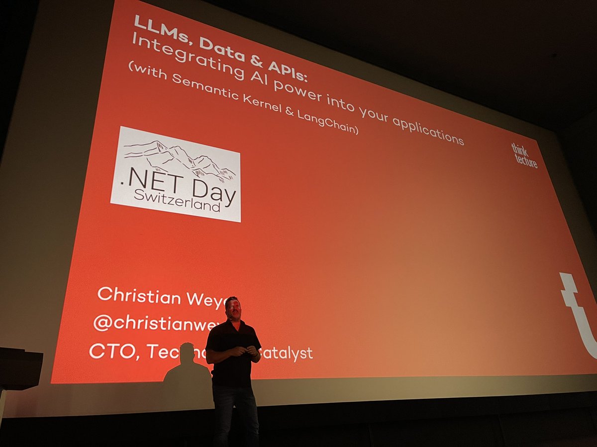 Jose Luis Latorre | #MVP | #K6 | @DotNetZurich (@joslat) on Twitter photo And <a href="/christianweyer/">Christian Weyer</a> on the stage with integrating AI power on our apps :) at <a href="/dotnetday_ch/">DotNetDay CH</a> #dotnetdaych And <a href="/christianweyer/">Christian Weyer</a> on the stage with integrating AI power on our apps :) at <a href="/dotnetday_ch/">DotNetDay CH</a> #dotnetdaych