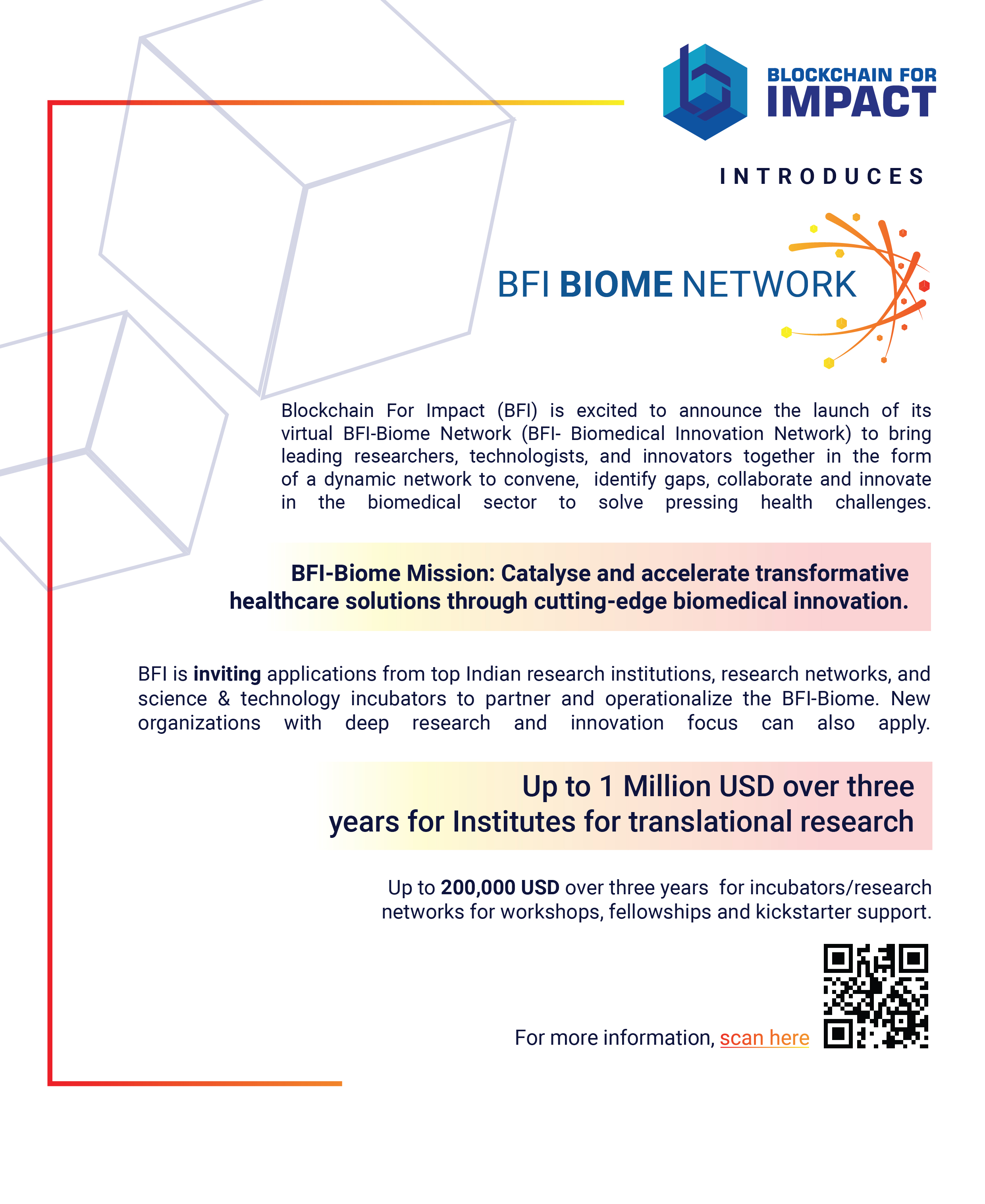 Blockchain For Impact (BFI) | We are launching one of our flagship programs  BFI-Biome Network to help accelerate transformative healthcare solutions by  catalysing cutting edge biomedical innovation