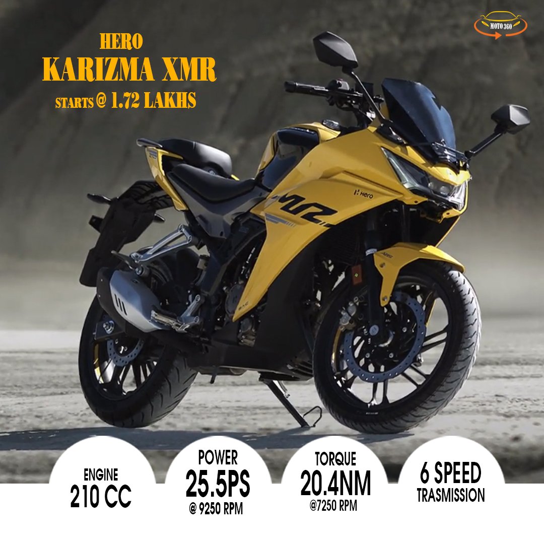 Moto3605's tweet photo. Hero Karizma XMR launched ! Yes karizhma is back with segment leading features and performance. Introductory price @ 1.73 lakh. Share your thoughts. 
#heromotocorp #hero #karizhma #karizhmaxmr #karizhma2023 #newbikes #bikes #bikelife #launch  #Moto360 #Moto360മലയാളം #Moto360தமிழ் https://t.co/1oFu5IlQoF