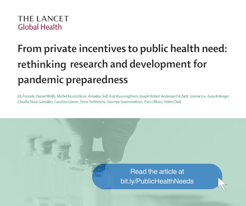 👇New paper on medical countermeasures:  EQUITY must be central throughout the R&D value chain, with researchers everywhere supported to adapt existing technologies to local health needs, and make health technologies available when and where needed #vaccineEquity 
@LancetGH