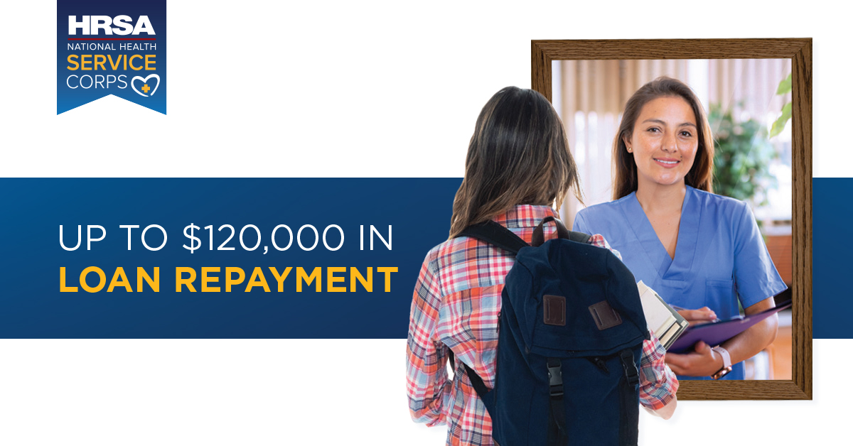 NHSCorps's tweet photo. Apply to the Students to Service Loan Repayment Program today! Learn more about the program and check your eligibility: https://t.co/P9cX9K8lLX #StudentLoans https://t.co/6zyCEIqYCg