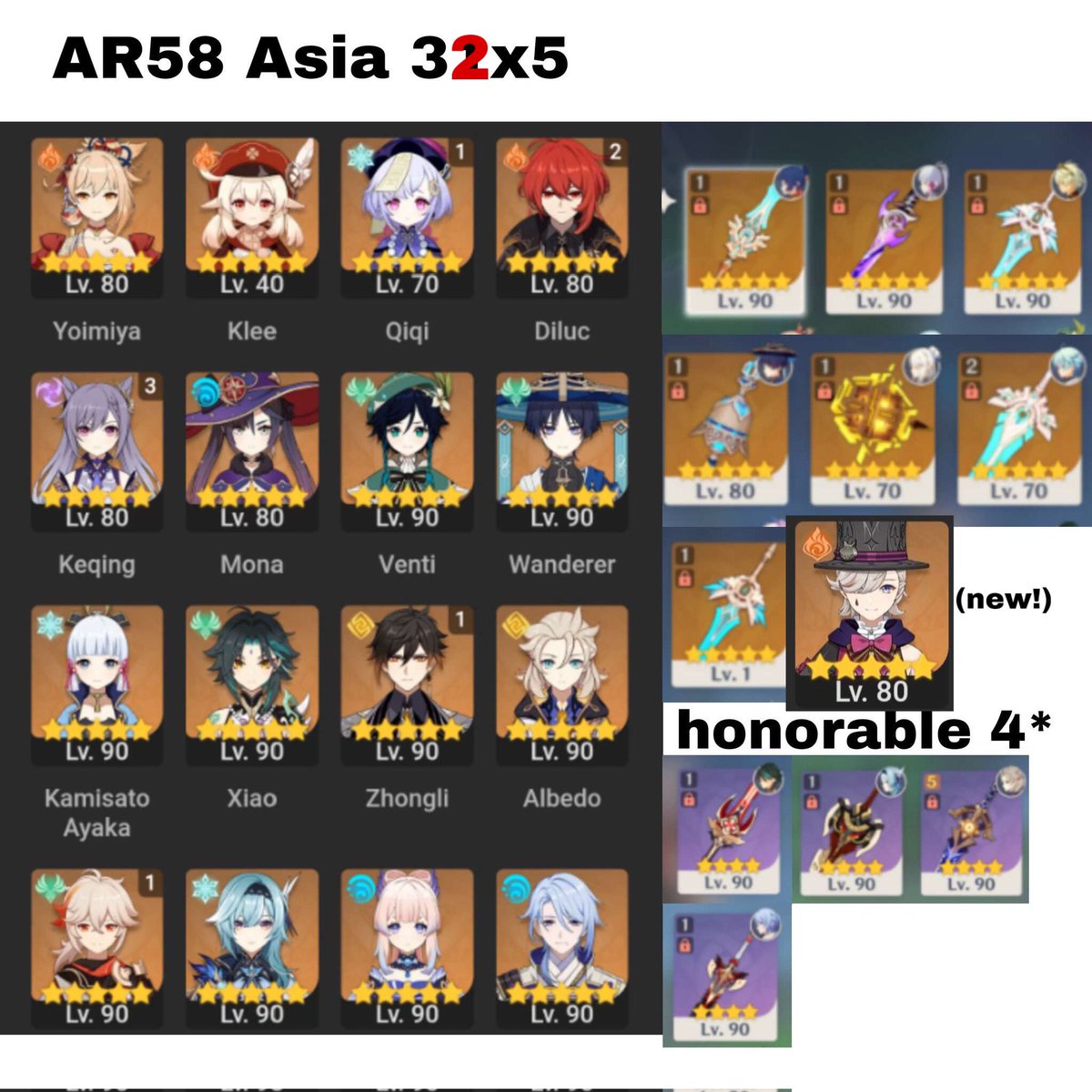 hatguysmooch's tweet photo. WTT Ar58 31x5 Asia well maintained, abyss finisher

No multis and low-balls

ONLY genshin offers.

LF Scara, Childe and Kazuha together 

#genshintrades #genshintrading #genshintradings #genshintrade https://t.co/UdLLi867a2