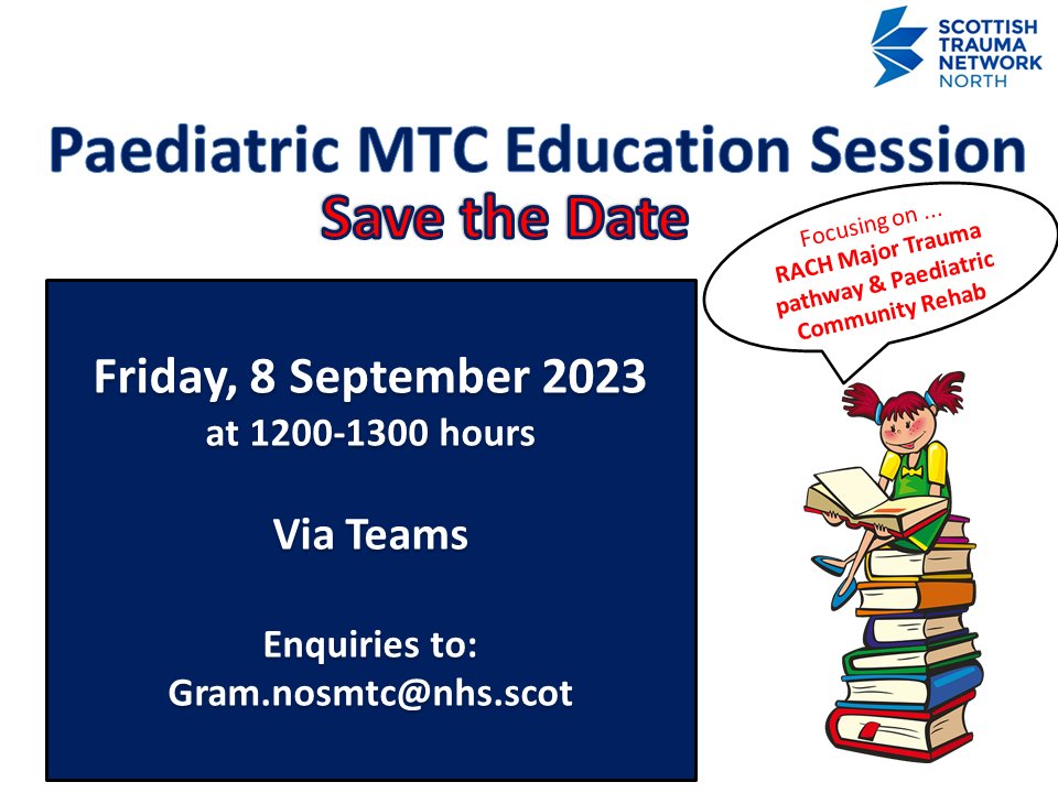 8th Sept - Date for diary to catch up on paediatric trauma journey in the North of Scotland. Don't miss it #lunchandlearn. @NHSGrampian @NHSHighland @NHS_Shetland @NHSOrkney @NHSWI