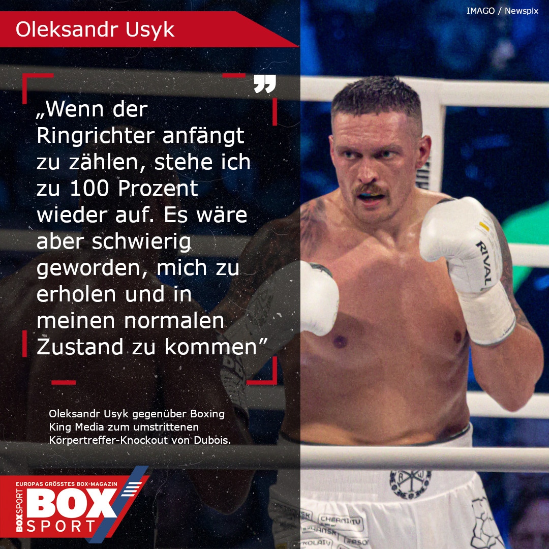 Am Wochenende verteidigte Usyk gegen Dubois seine Schwergewichts-Titel. 🥊 In der fünften Runde ereignete sich die Szene des Kampfes: Dubois schlug Usyk mit einem Körpertreffer zu Boden. Regulär oder irregulär? Nun äußerte sich Usyk dazu. #usyk #dubois #schwergewicht #champ