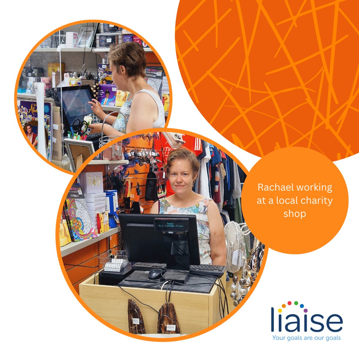 Rachael from Somerford Place in Tottenham has started working at a local charity shop and is now serving customers on the till!   Her sparkling personality has won her compliments from customers, who describe her as "lovely" and "friendly." Well done Rachael!