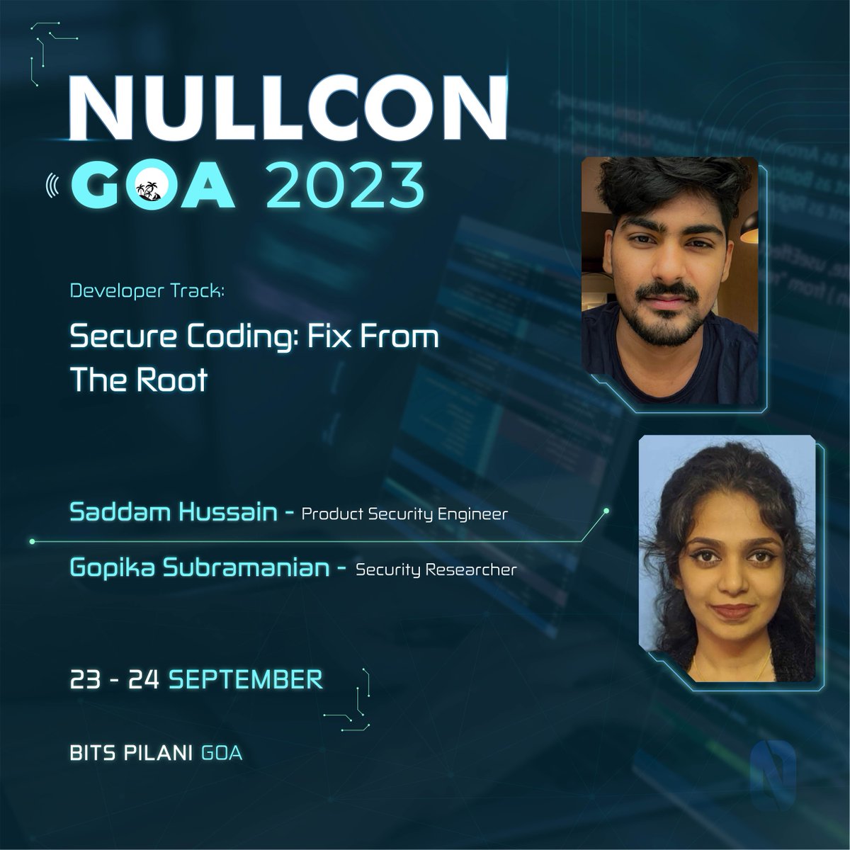 👨‍💻#Securecoding through the root

🔎Gopika <a href="/m0n574/">Gopika Subramanian</a> &amp; Saddam <a href="/wisdomfreak1/">Saddam Hussain</a> will showcase how to identify the root cause of the #vulnerability in the code + a demo on vulnerable e-cart application with microservice architecture

Know more ➡️rebrand.ly/7473e4

#NullconGoa2023