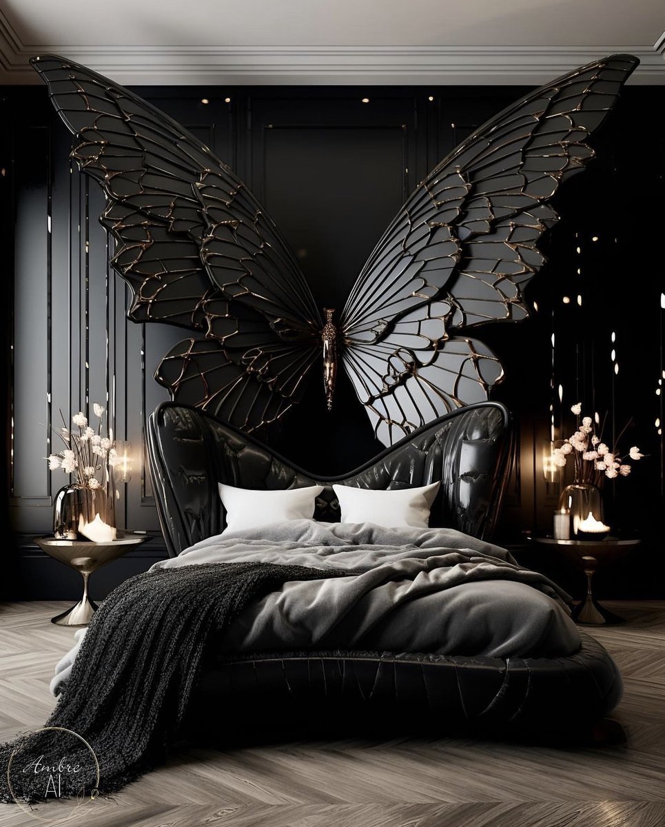 Dark butterfly bedroom.