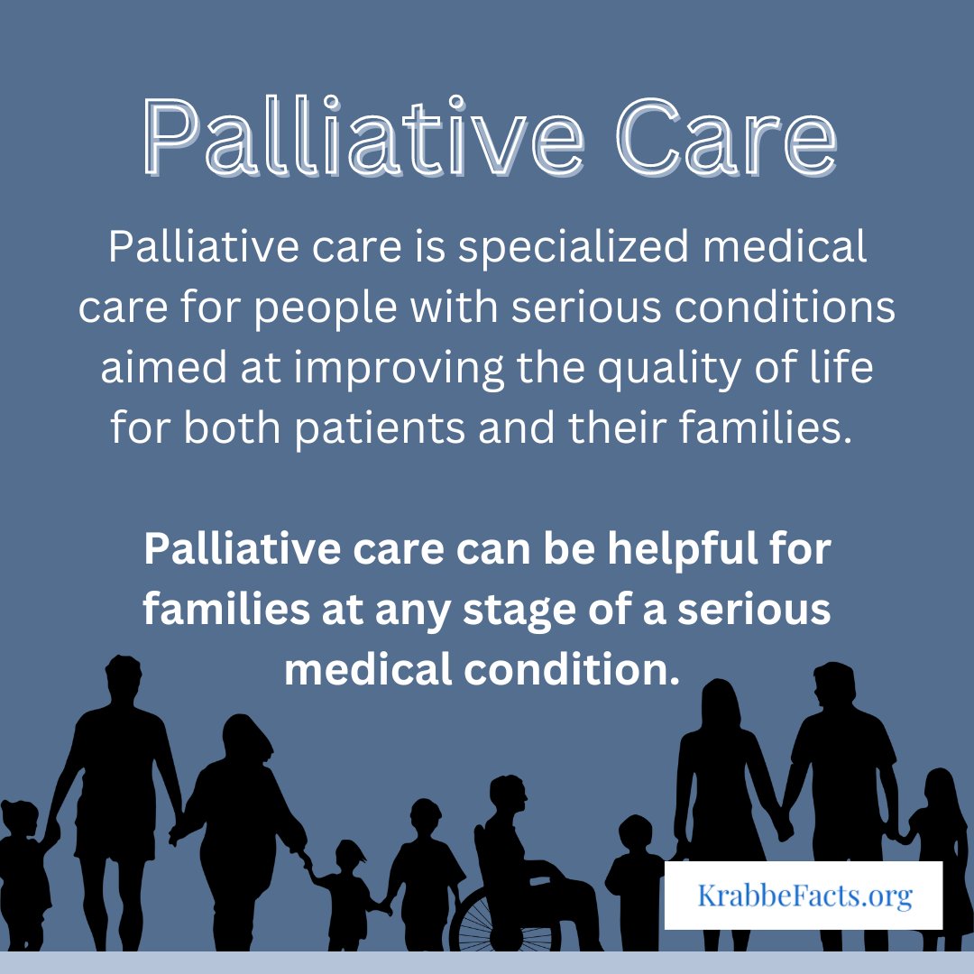 KrabbeFacts's tweet image. 💙 Palliative Care for Krabbe Disease 💙

💫 Specialized medical care that enhances quality of life for patients and families, regardless of disease stage

🌟 Note: Palliative care is distinct from hospice care

📚 FAQs: loom.ly/WbpToMo

#KrabbeFacts #PalliativeCare
