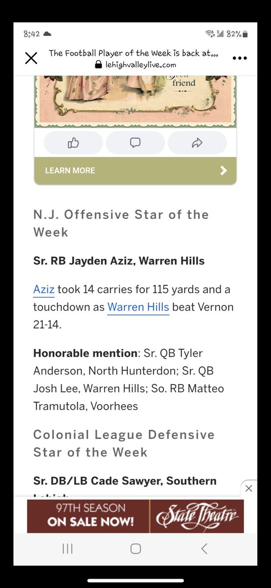 Honored to be the Offensive Star of the Week.