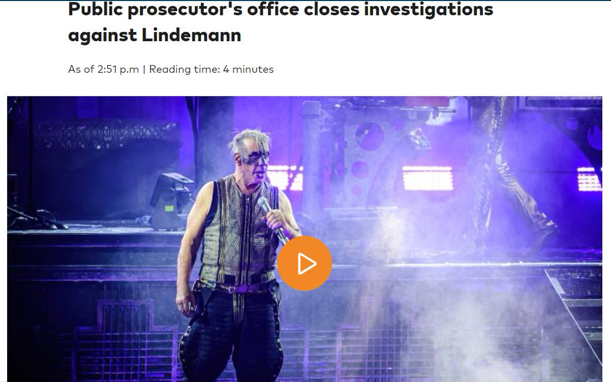 29/08/2023: Public prosecutor's office closes investigations against Till Lindemann: 'There is no evidence' English translation: shorturl.at/iyABF Source: welt.de/vermischtes/pr… @schertzbergmann #TillLindemann