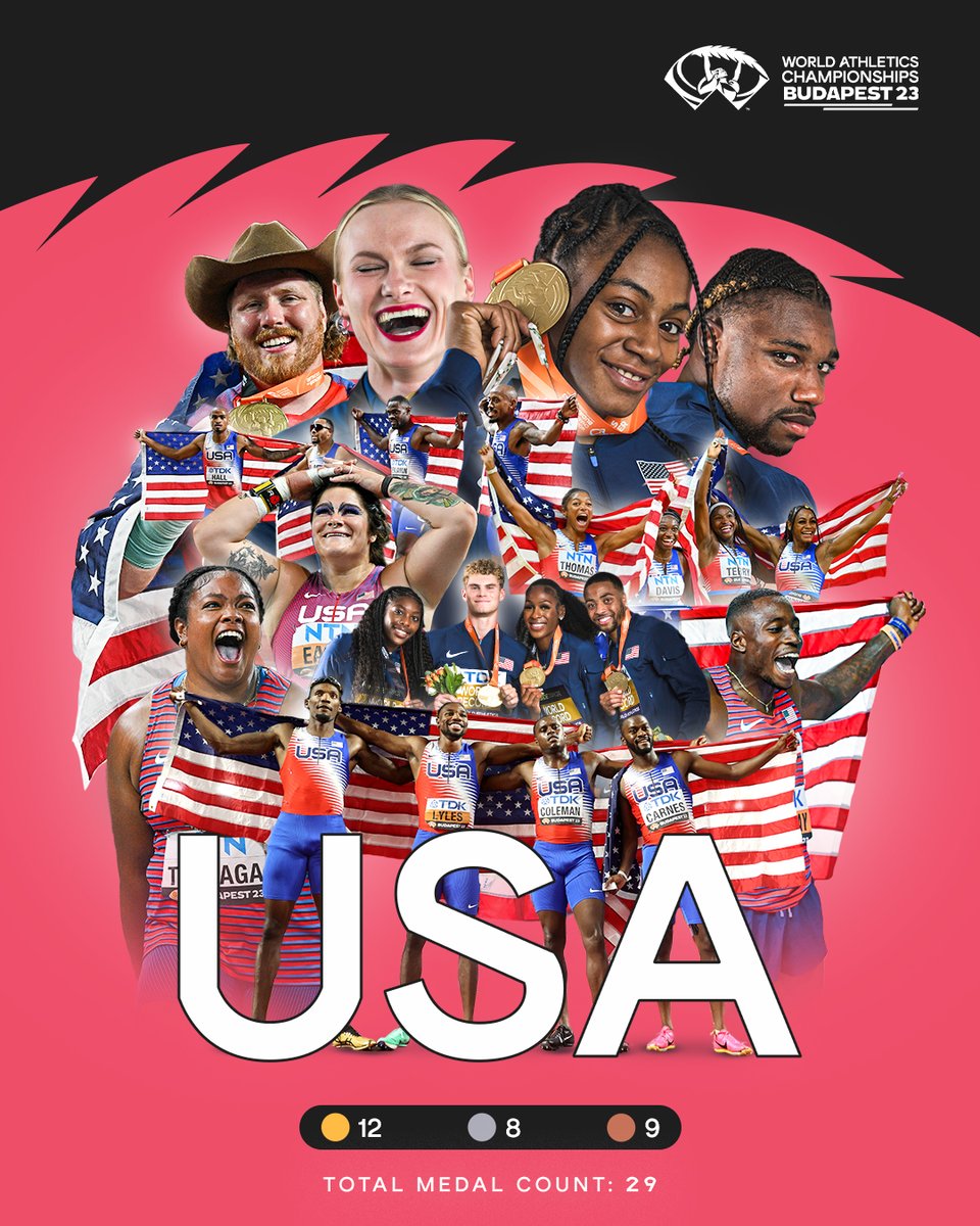 Top of the medal table 🇺🇸 

#WorldAthleticsChamps