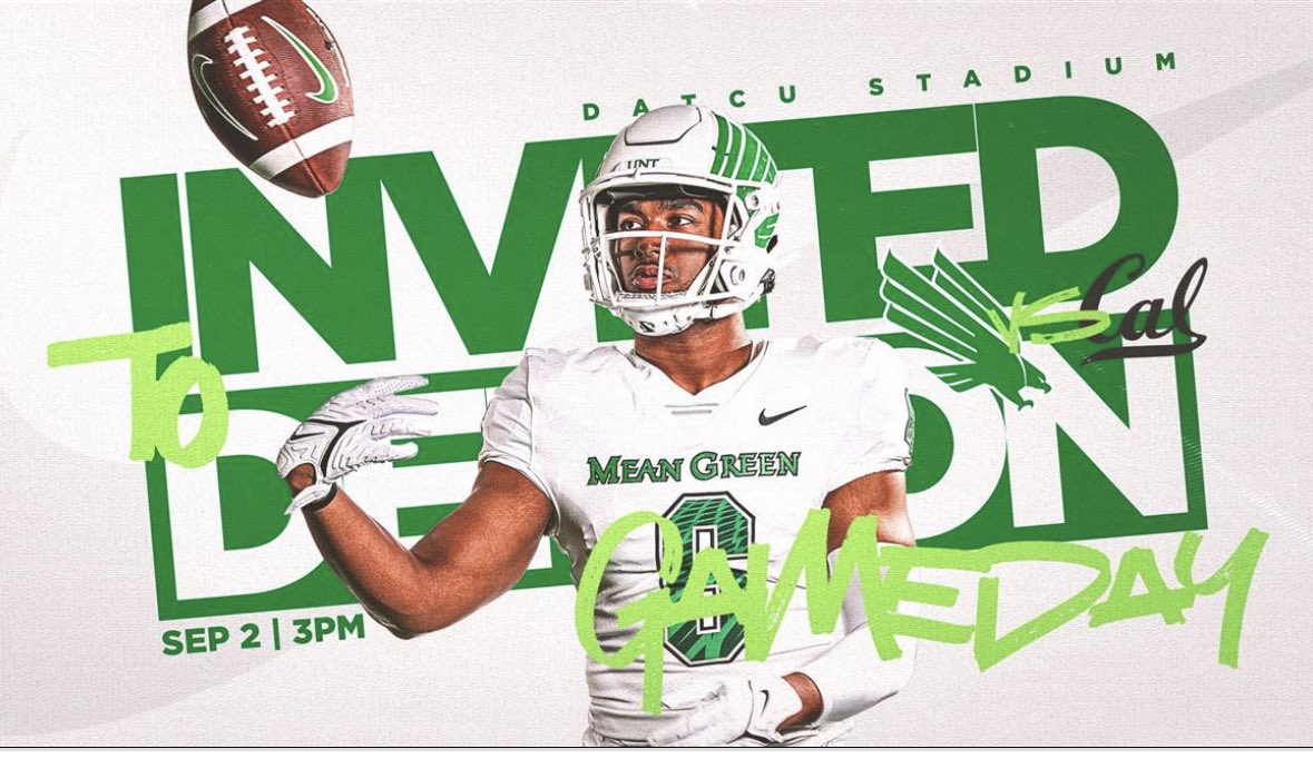 Thankful &amp; Grateful to <a href="/MeanGreenFB/">UNT Football</a> and Coach O for the Home Opener invite! Can't wait! See you Saturday!