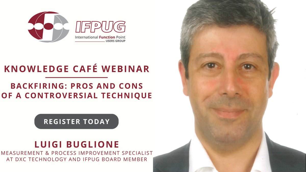 IFPUG's tweet photo. September is fast-approaching! Join us Wednesday, September 20 at 8:00 a.m., as we discuss ‘backfiring’, which describes the correspondence between lines of code (LOC) and the average (or median) FP for programming language/environment. Register now at: https://t.co/gofBWjeDqG https://t.co/t8TWrswmzP