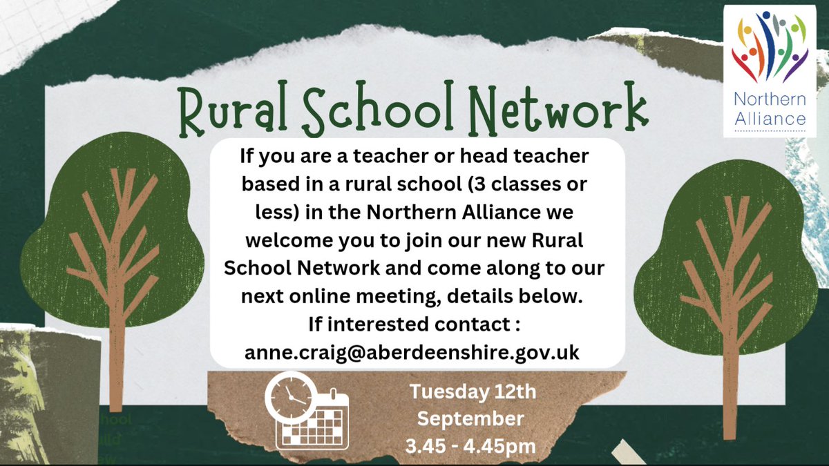 If you are based in a rural school within the Northern Alliance and would like to join our Rural School network please see the information below re our next meeting 👇