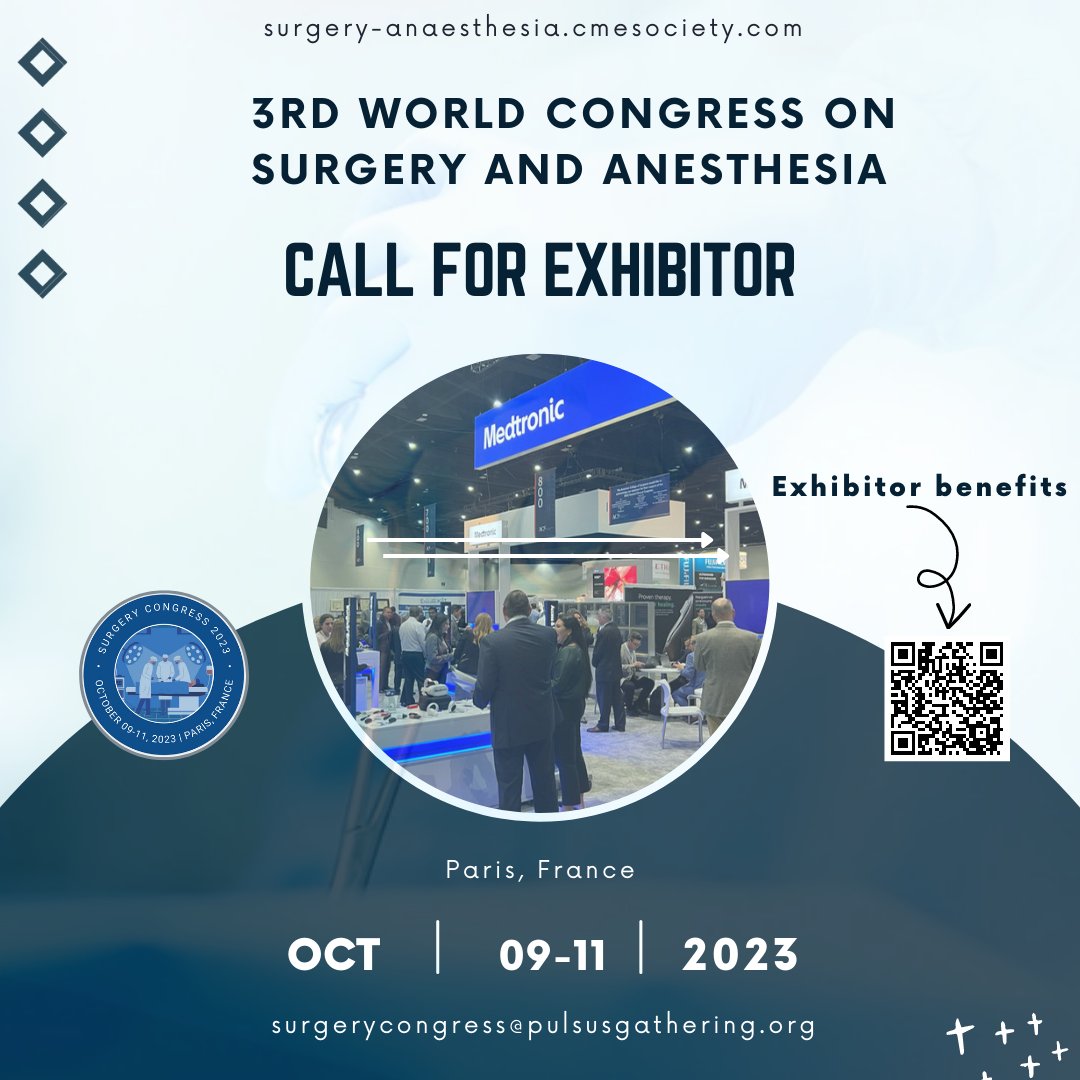 🚀 Elevate your brand on an international stage!

Join us as an exhibitor at #SurgeryCongress2023 and connect with top minds in the field. Let's create a platform for transformative ideas and advancements. 🤝 #Innovation
🌐rb.gy/vfhv4