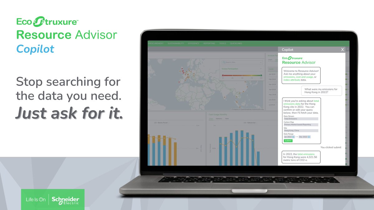 We're taking another big step towards building sustainability's digital future at Schneider Electric! I'm excited to announce our development of EcoStruxure Resource Advisor Copilot - a conversational AI that is (cont) spr.ly/l/6010PsXow