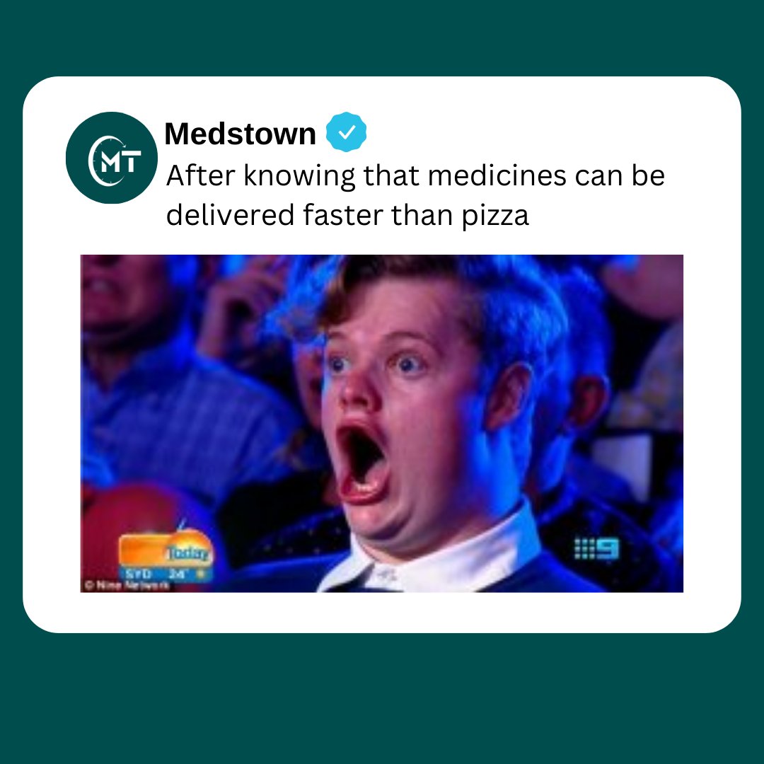 Did you know, medicines can be delivered faster than a pizza?

#medstown #MedicineDelivery #30minsdelivery #HealthcareConvenience #FastandEasy #ExpressMedicineDelivery #Deliveringhealth #DoorstepDelivery #pizza