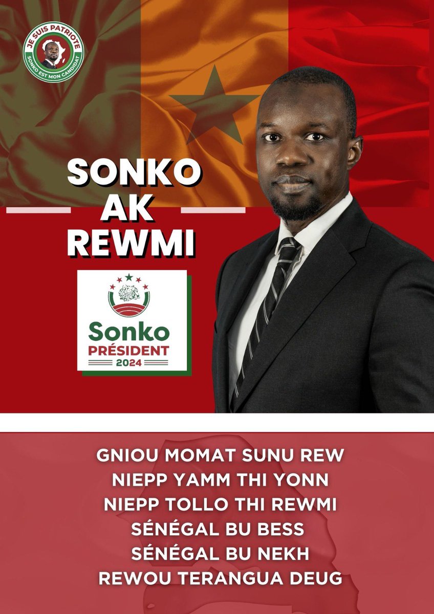 Tu es le digne représentant du Sénégal jadis appelé pays de la Téranga.
 #FreeOusmaneSonko . ✊🏽🇸🇳