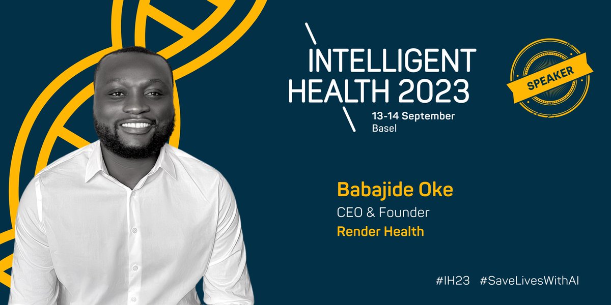 RenderHealth's tweet image. With a critical look at how AI is saving lives, we are excited to share that our CEO and Founder, Babajide Oke will be speaking at the Intelligent Health Summit, Basel.

Get your tickets.
intelligenthealth.ai/tickets/ 
#SaveLivesWithAI #IntelligentHealthAI #ArtificialIntelligence #RHSC
