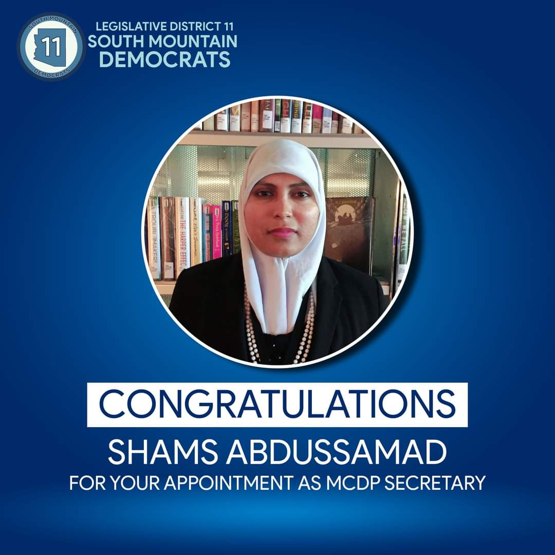 SouthMtnDems's tweet photo. Congratulations!!! @ShamsForAZ We're excited and proud of your accomplishment. @MaricopaDems #SouthMountainDems #LD11Democrats https://t.co/eUKyboVNnu
