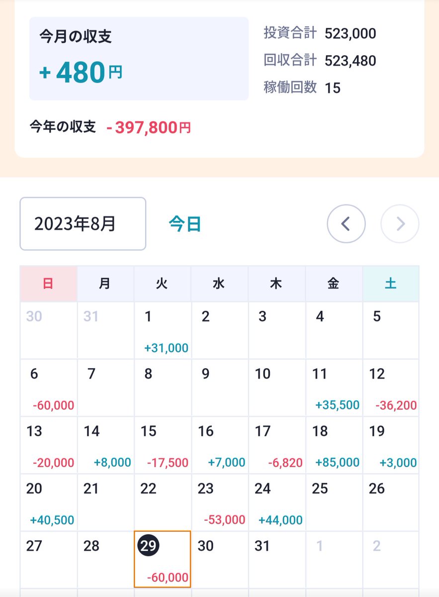 ヨシ！今月、￥480勝ったぞ！
盆休みとかあったから結構、稼働できた。