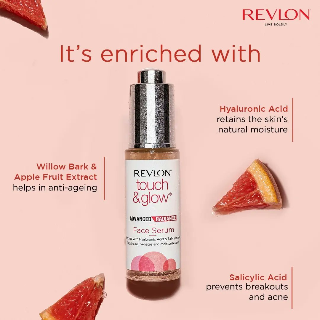 Thinking of switching serums? 

Swipe to know why you should include the Revlon touch &amp; glow Advanced Radiance Face Serum in your skincare routine! 👉🏻

#Revlon #GlowWithConfidence #AdvanceRadianceFaceSerum #FaceSerum #TouchandGlow #LiveBoldly