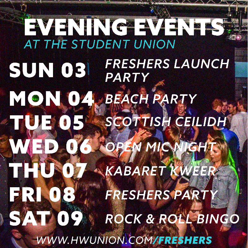 HeriotWattUni's tweet photo. Welcome Week is fast approaching β° π₯³
The @HWUnion is hosting events every day next week. Here are some of the top picks π
#HeriotWattUni #HWWelcomeWeek