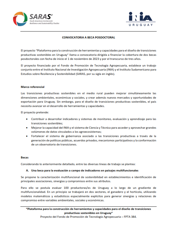 Luqui_Garibaldi's tweet photo. Convocatorias a dos becas post-doctorales para trabajar en Uruguay. ¡Presentate ya! https://t.co/EHezql0IUJ