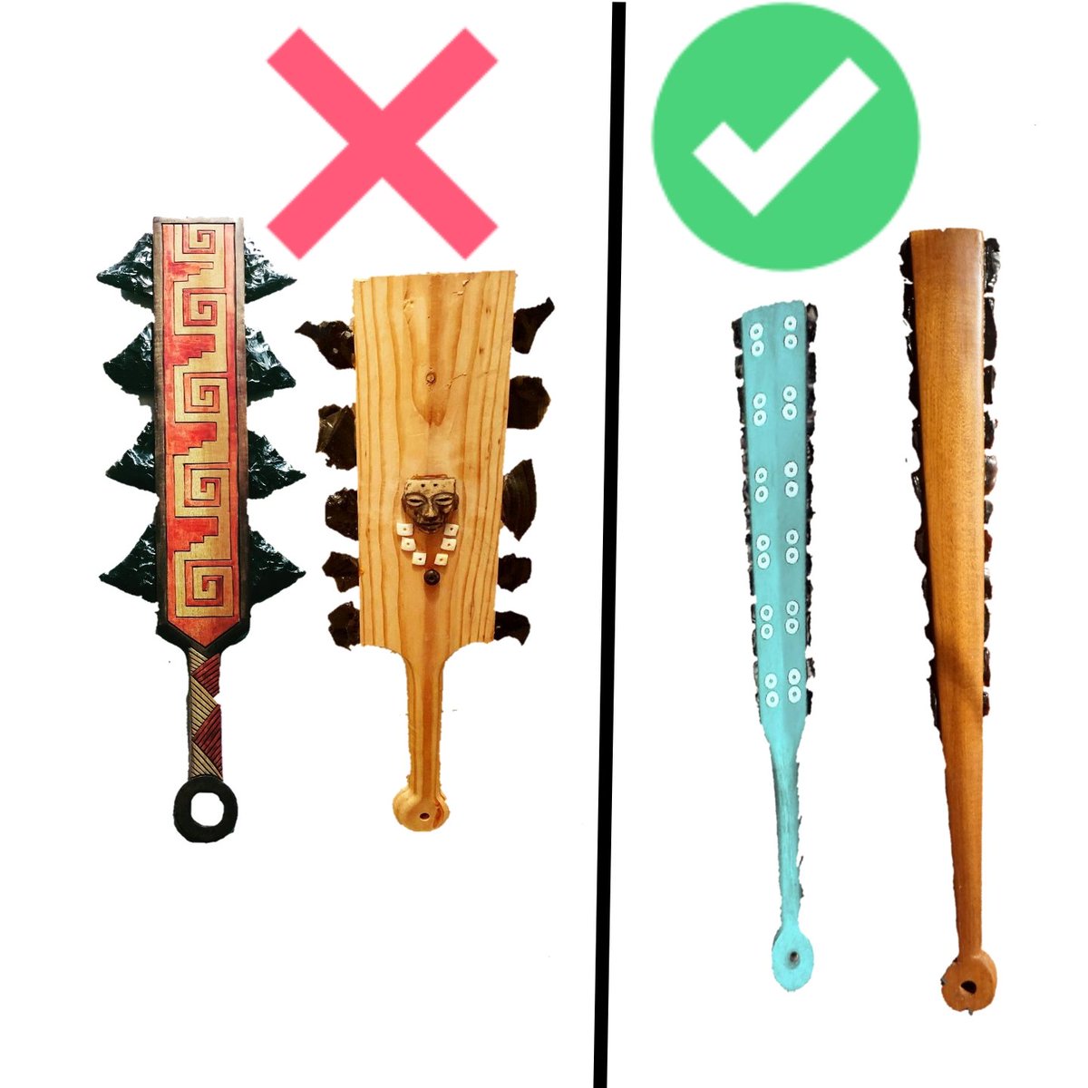 quetzaltonatiuh's tweet image. Erróneamente se cree que el macuahauitl era un especie de mazo enorme y pesado, con grandes trozos disformes  de obsidiana incrustados en sus bordes, cuando en realidad era todo lo contrario, el macuahauitl era angosto y ligero, ésto los hacía cómodos y fácil de maniobrar.