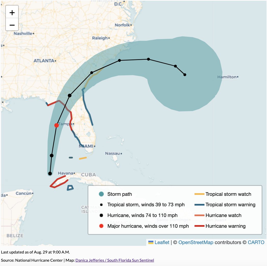 Map: Where will Hurricane Idalia make landfall in Florida? Stay up-to-date with @SunSentinel's hurricane tracker, the 'Storm Sentinel' 🌬️🌬️ sun-sentinel.com/2023/08/27/map…