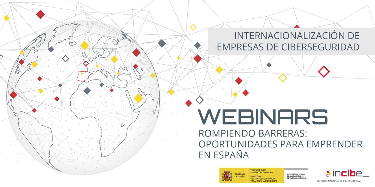 ¿Buscas oportunidades para emprender 🚀 en España? 👉 Marca en tu calendario los días 5, 7, 12 y 14 de septiembre 🗓️ y no te pierdas los #webinars de <a href="/INCIBE/">INCIBE</a>. 

¡Te esperamos en nuestro canal de YouTube 📽️!

🔗 Más info: incibe.es/internacionali…

#InternacionalizaciónCiber